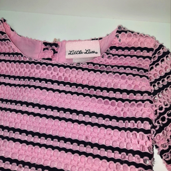 Little Lass | Pink & Black Mesh Dress 18m - Picture 7 of 7